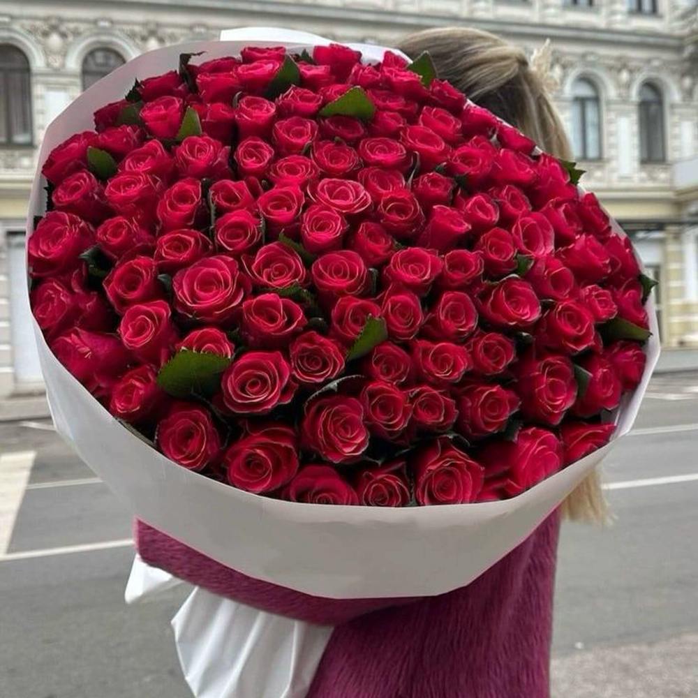 Акция! 101 красная роза 50 см.