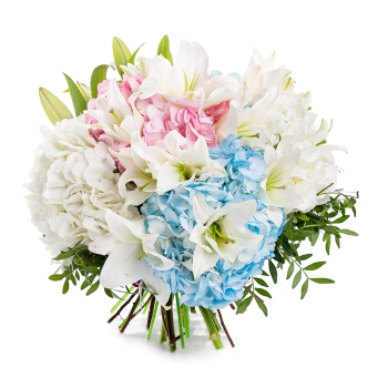 Букет из гортензий и лилий