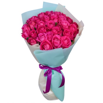 Букет из 35 малиновых роз 50 см