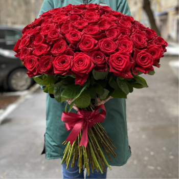 101 красная роза Premium 60 см