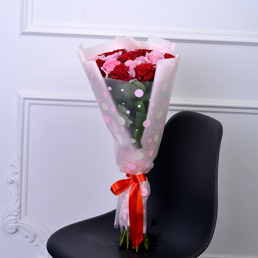 21 разноцветная роза premium 60 см