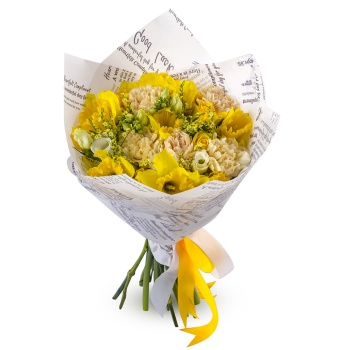 Букет из нарциссов и гвоздик