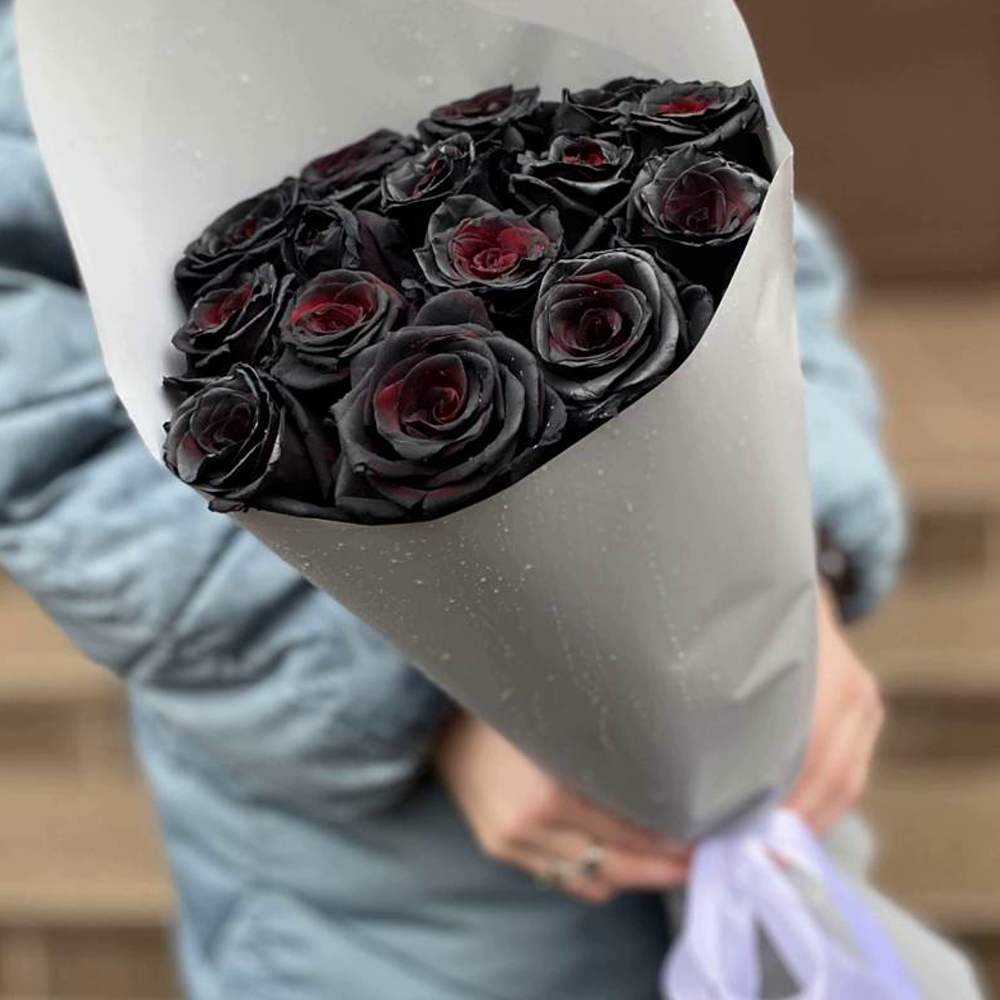 Букет из 15 чёрных роз Эквадор
