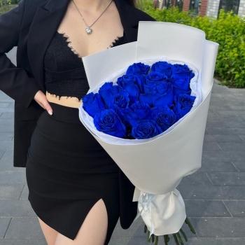 Букет из 15 синих роз Эквадор