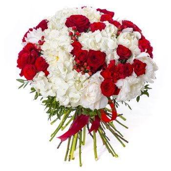 Букет из гортензий, пионов и роз