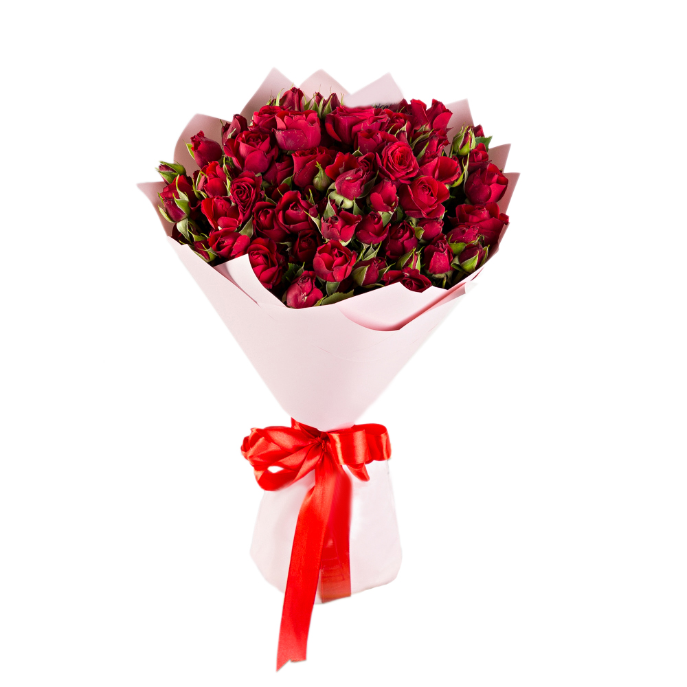 15 красных кустовых роз