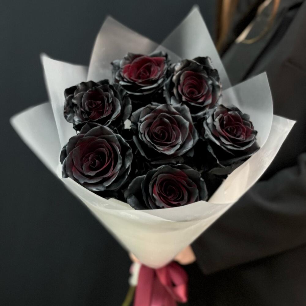 Букет из 7 чёрных роз Эквадор