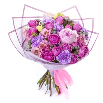 Букет из пионов, эустом и диантуса