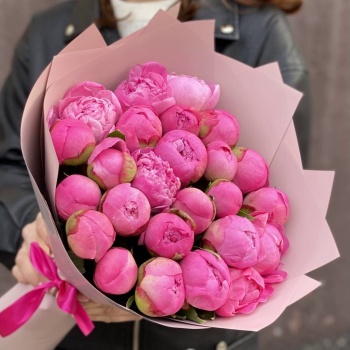 Букет из 25 розовых пионов