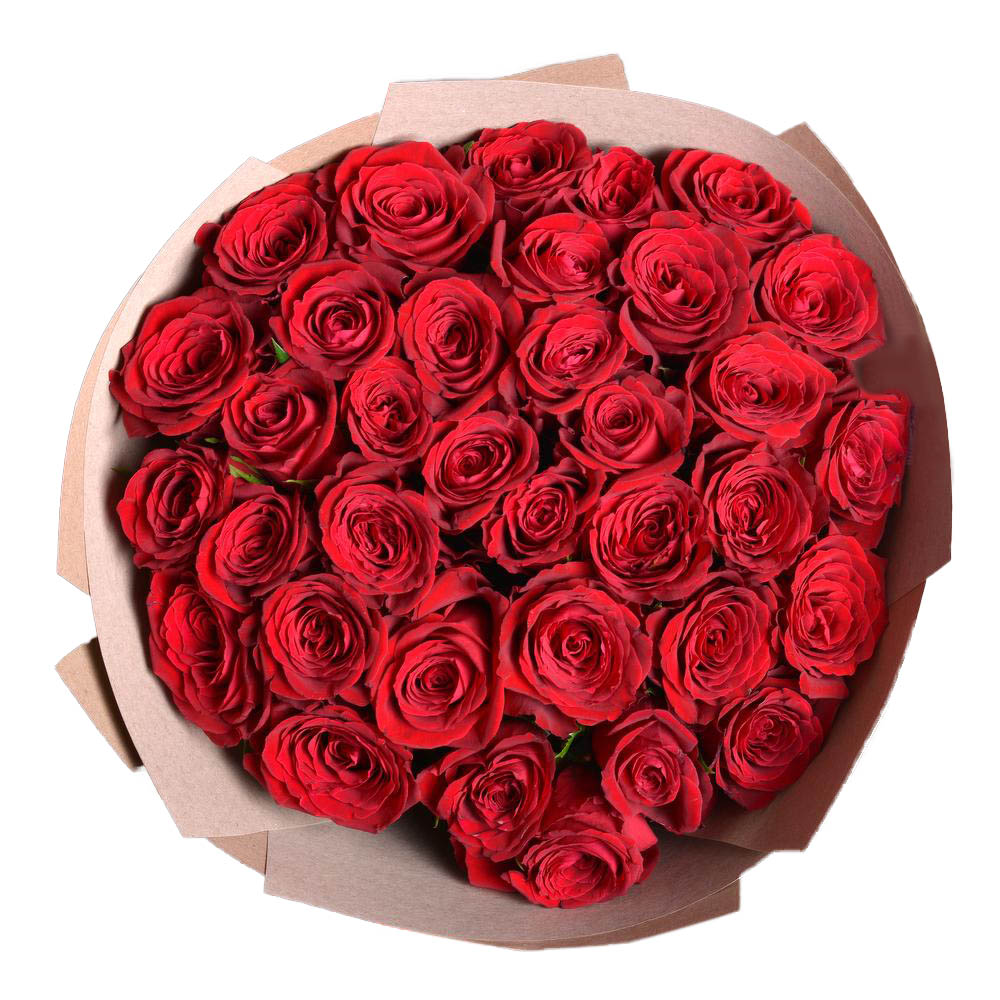 35 красных роз 40 см