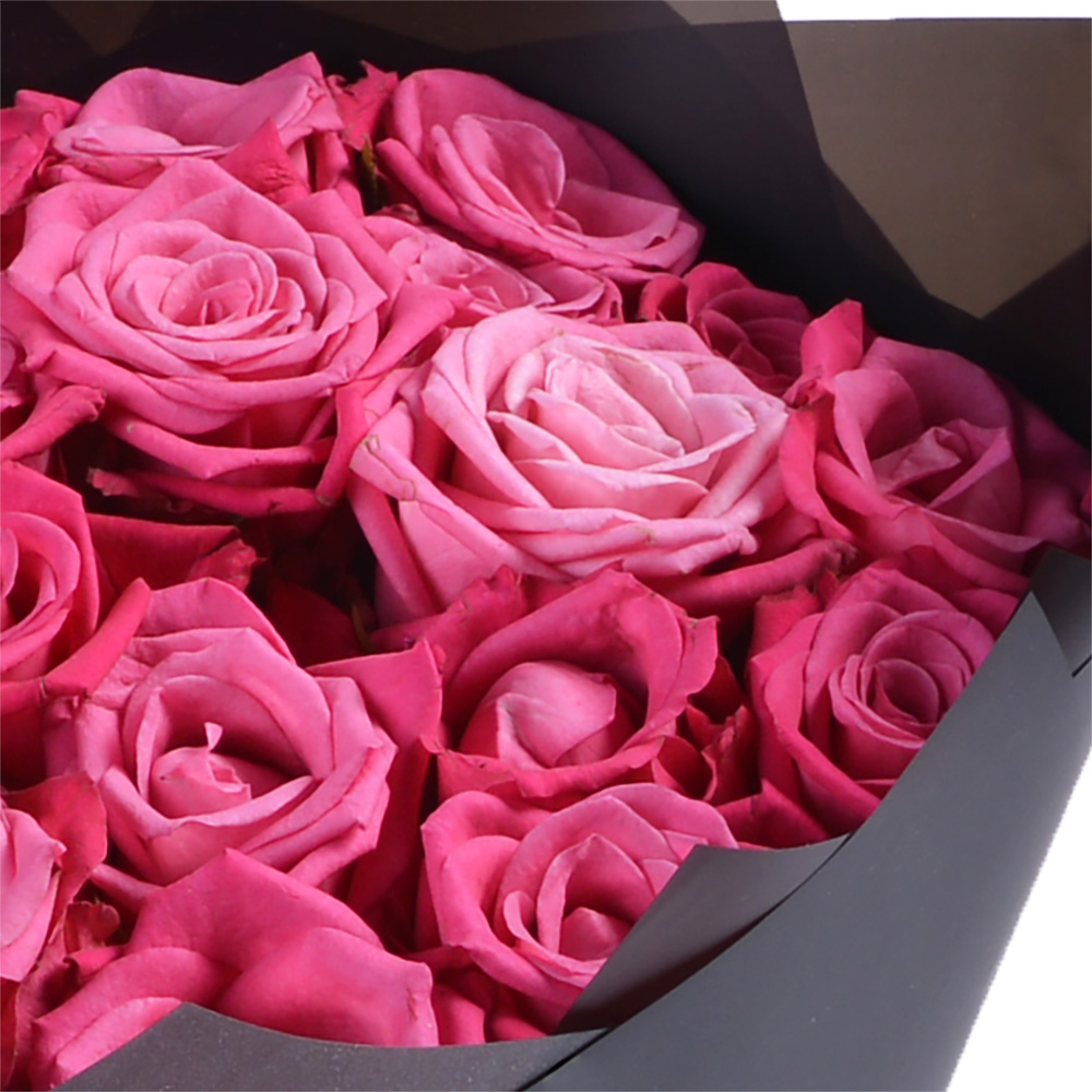 19 малиновых роз 50 см