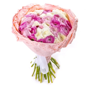 Букет из 35 разноцветных ранункулюсов