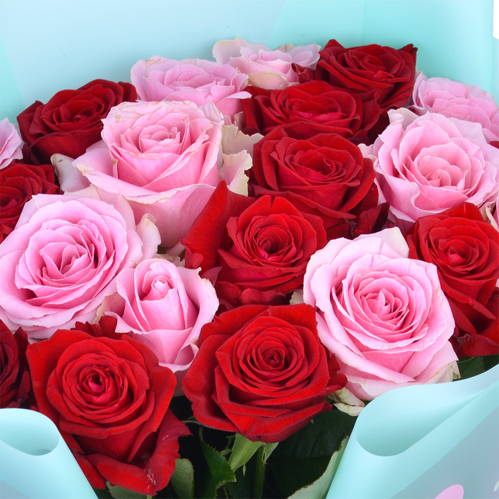 21 разноцветная роза 60 см