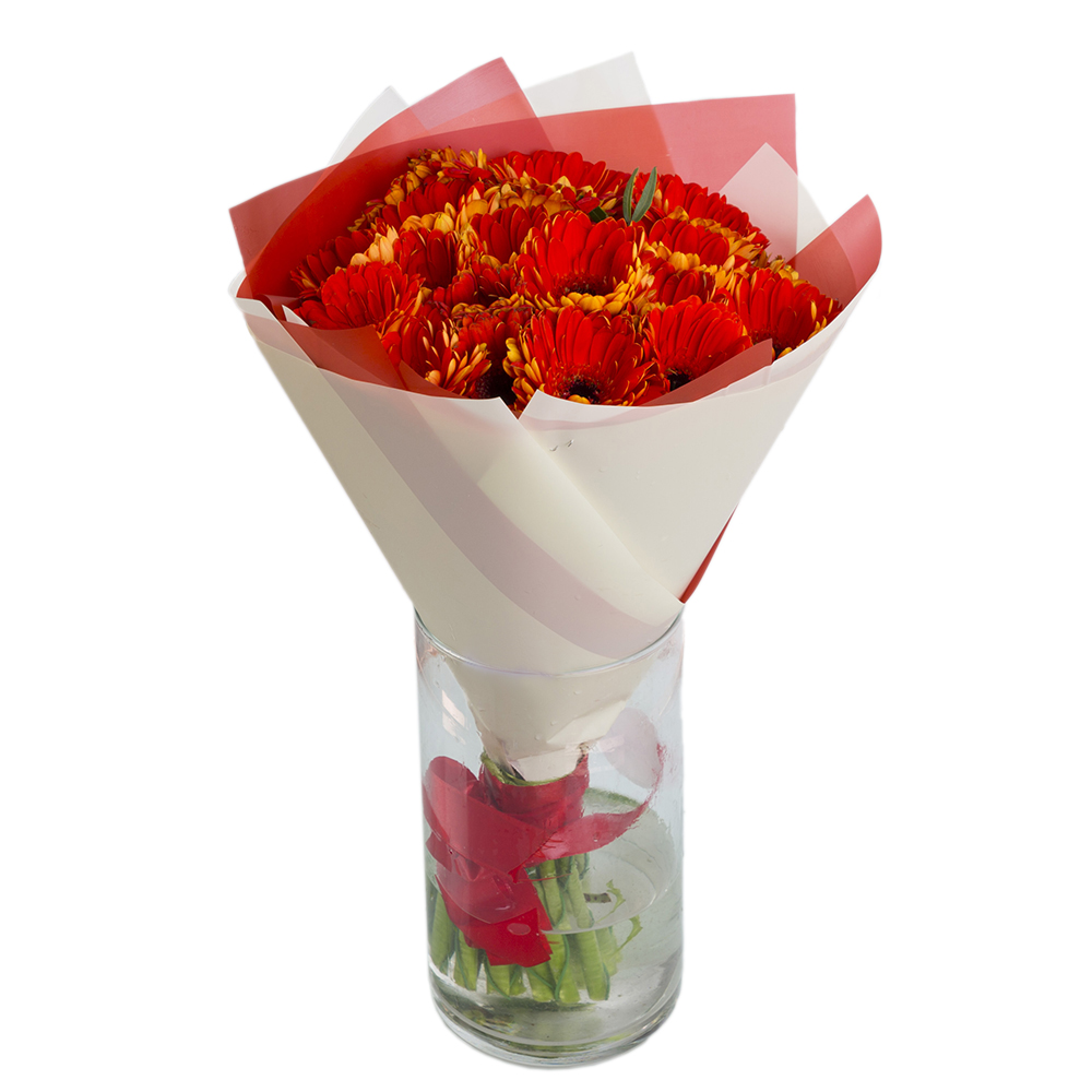 Букет из 21 оранжевой герберы