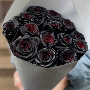 Букет из 15 чёрных роз Эквадор