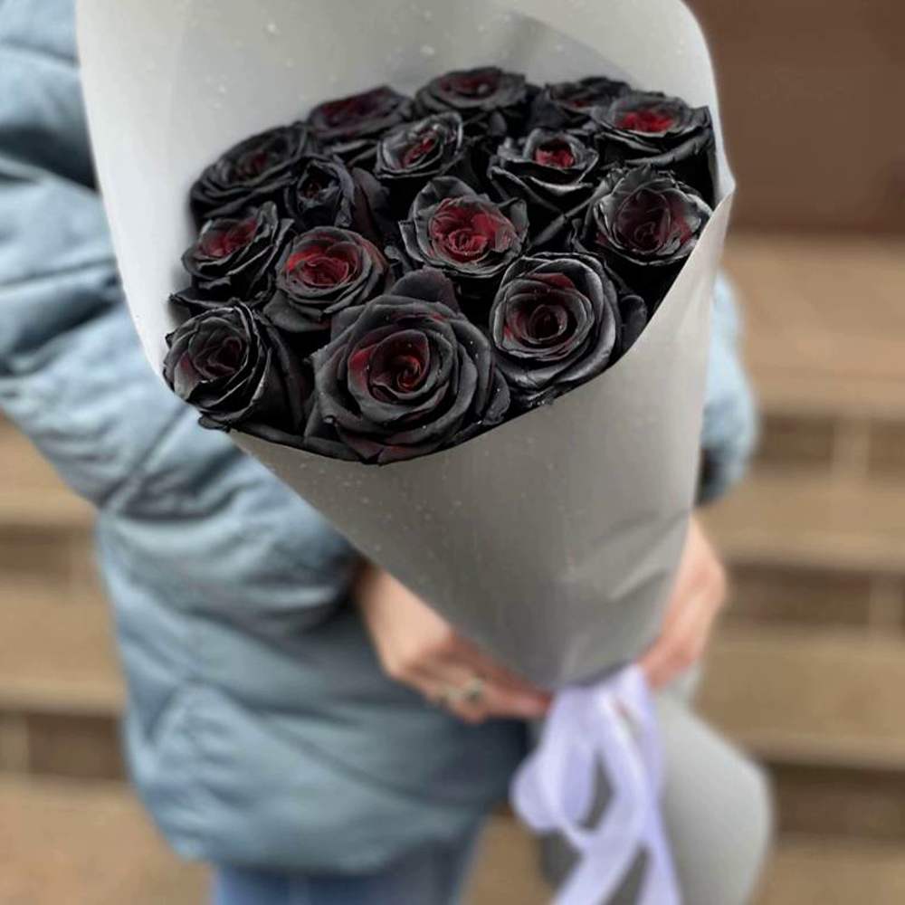 Букет из 15 чёрных роз Эквадор